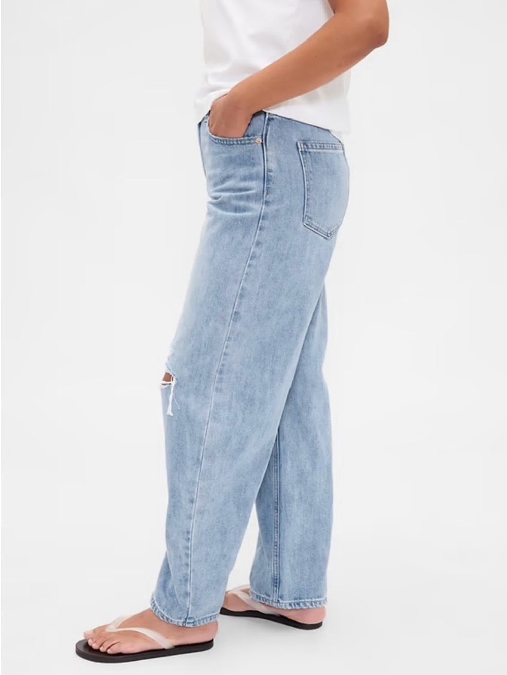 Women’s Gap Distressed Wide-Leg Barrel Jeans Size 29 - Picture 3 of 13